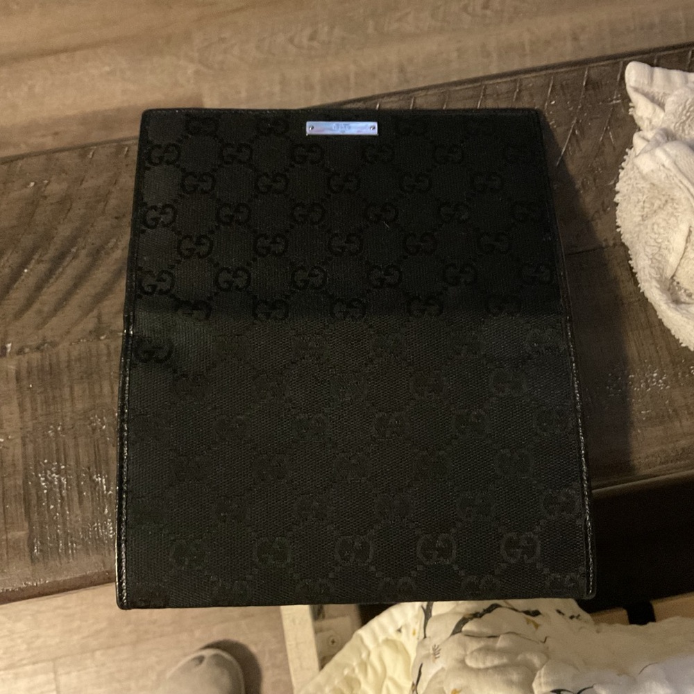 Gucci Black Patterned Clutch and Wallet